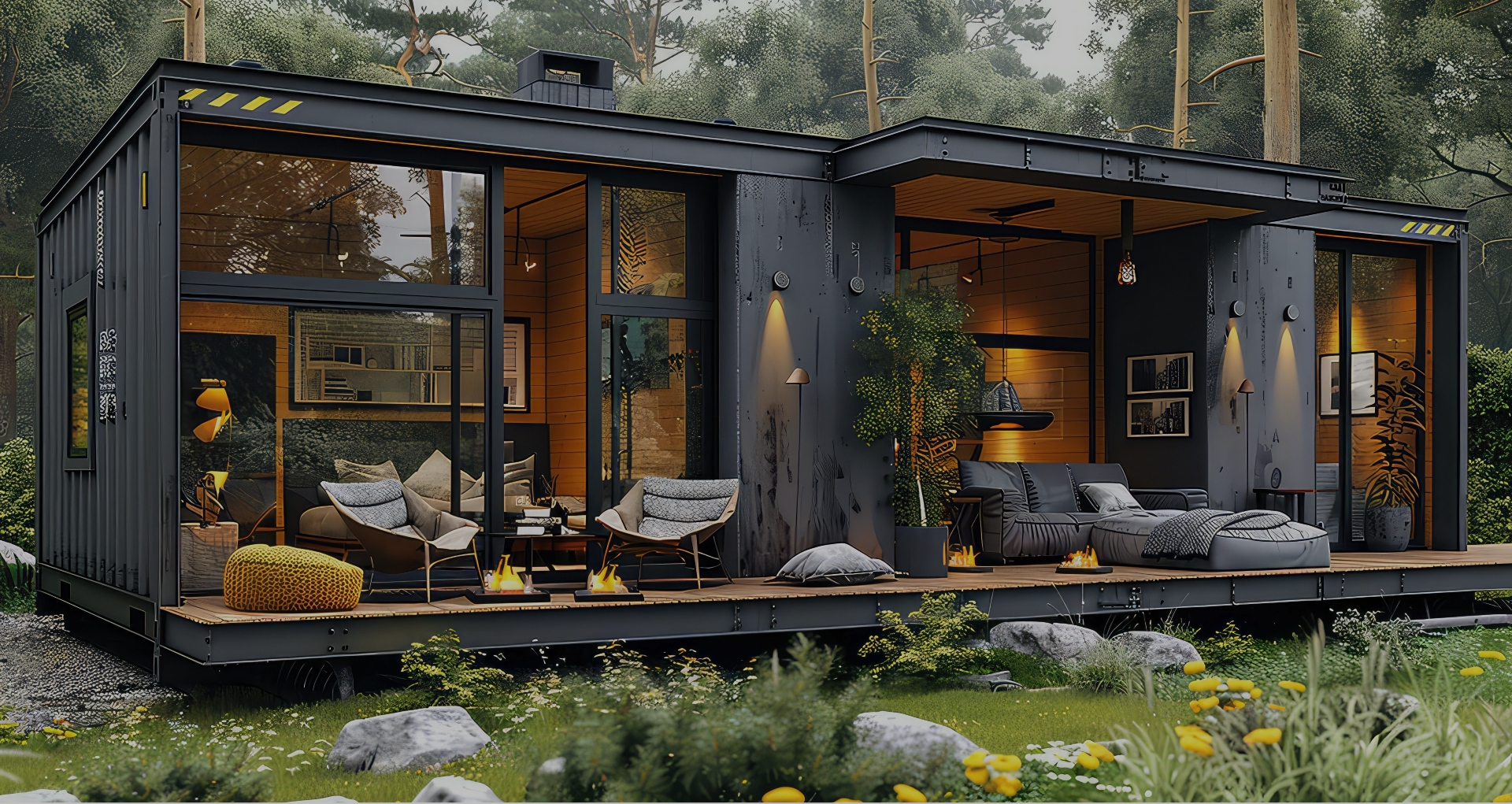 Jasne wnętrze apartamentu z dużymi przeszkleniami